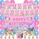 Axolotl Birthday Party Decorations - Cute Axolotl Party Supplies Kit for Kids & Adults - Includes Party Backdrop, Balloons, Happy Birthday Banner, Cake Toppers