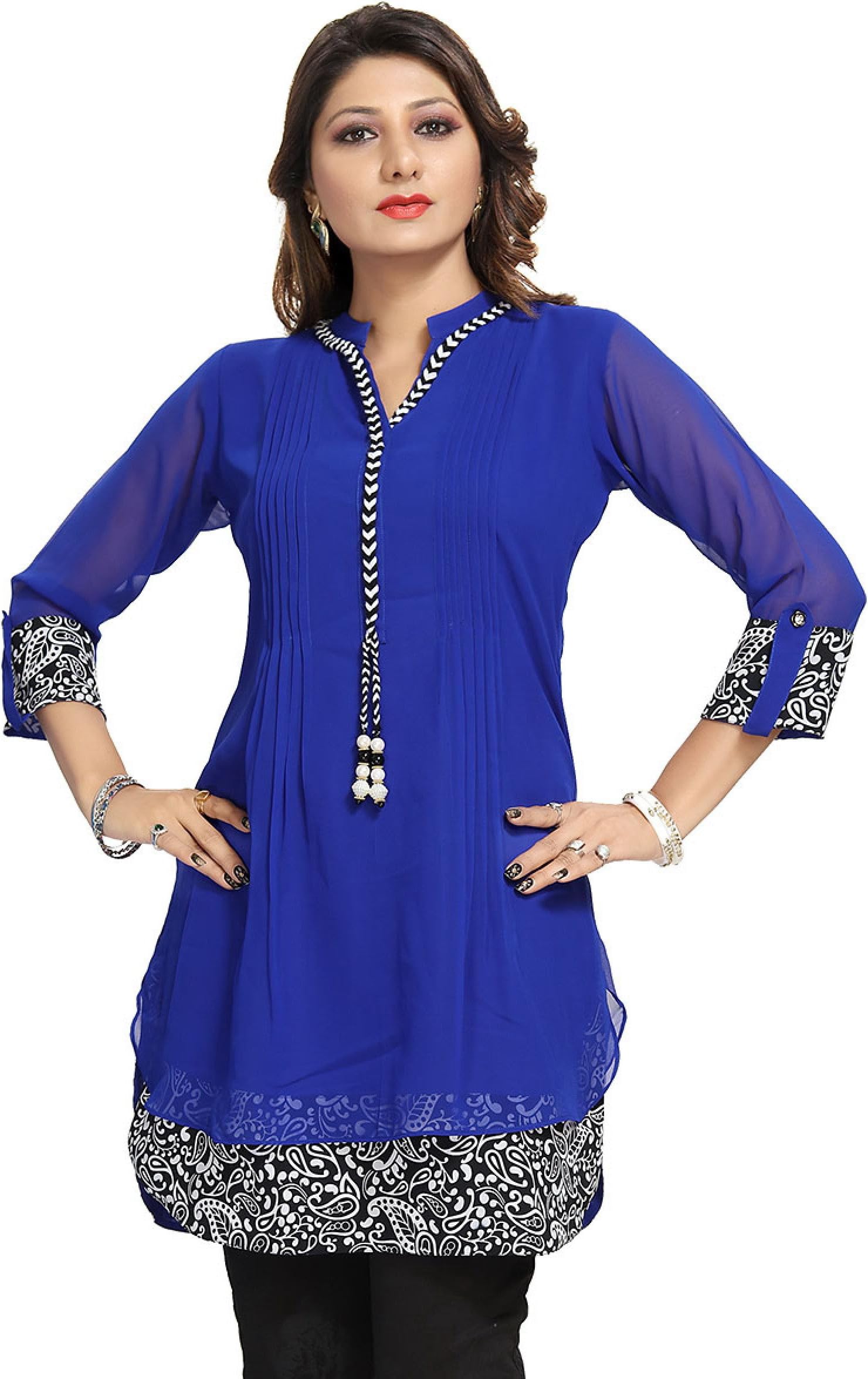 Meher Impex Georgette Lemon Yellow Kurta