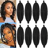 8 Packs Soft Springy Afro Twist Hair 12 Inch Short Spring Twist Hair For Distressed Soft Locs Natural Black Marley Twist Crochet Braiding Hair Synthetic Hair Extension For Women(8 Strands/Pack,1B#)