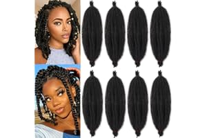 XTREND 8 Packs Pre Separated Springy Afro Twist Hair 12 Inch Short Spring Twist Hair For Distressed Soft Locs Natural Black Marley Twist Crochet Braiding Hair Synthetic Hair Extension(8 Strands/Pack,1B#)