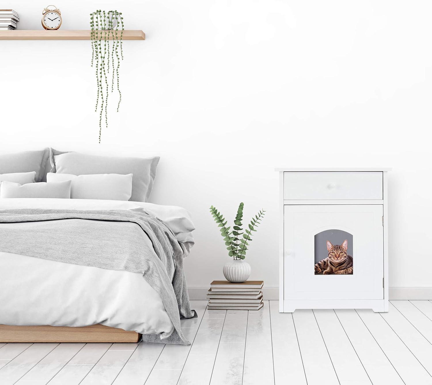 Relaxdays Kattenkast Met Schuiflade Kattencommode Kattenbak Hout Kattenbakkast 63 5 X 52 X 48 Cm Wit Amazon Nl