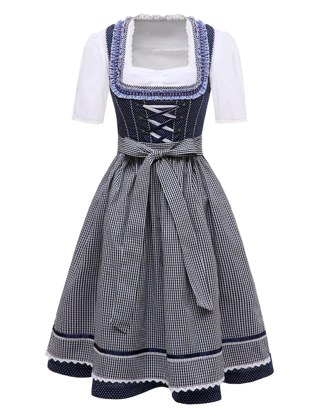 Tenue Oktoberfest Femme Dirndl 3 Pièces Noir Et Vert Avec Chemisier Tradition Bavaroise Moderne 696053