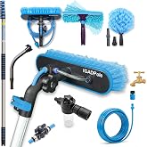 IGADPole 28 FT Water-Fed Washing Kit with Soap-Dispenser, Brush, 10&Prime; Squeegee &amp; Cobweb Duster for Windows, Gutters, Solar Panels &amp; Exterior Walls