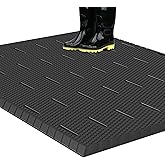 jxgzyy Heavy Duty Rubber Door Mat for Outside Entrance, 47"x35" Waterproof All Weather Welcome Mat with Drainage & Dirt Trapping, for Front/Back Door, Patio, Entryway - Black