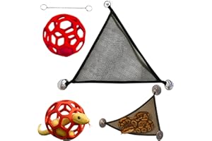 HOMEDY CRAFTS Snake Enrichment Toys Ball with Hammock, Jungle Gym Ball With Chain And Snake Hammock For Small Ball Python Corn Snakes, Reptiles Climbing Toy Hammock, Snake Climbing Accessories For Tank (Red, L)
