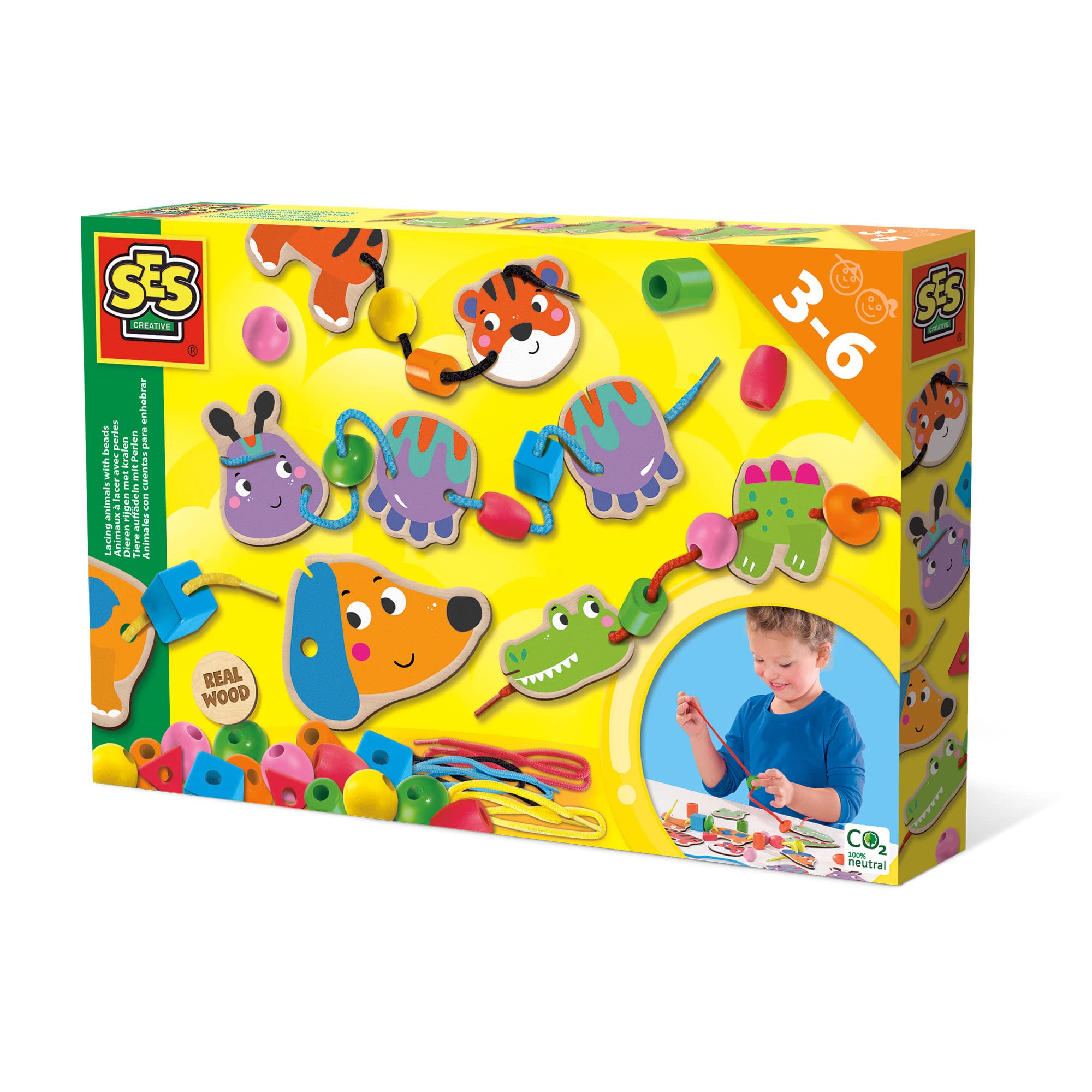 SES Creative 14800 Lacing Animals with Beads, Multiple, Large