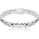 MORGAN & PAIGE .925 Sterling Silver XOXO Hugs and Kisses Tennis Bracelets for Women - Polished Finish Elegant Design for Friendship and Relationship, Silver Bracelets for Women 7 inch