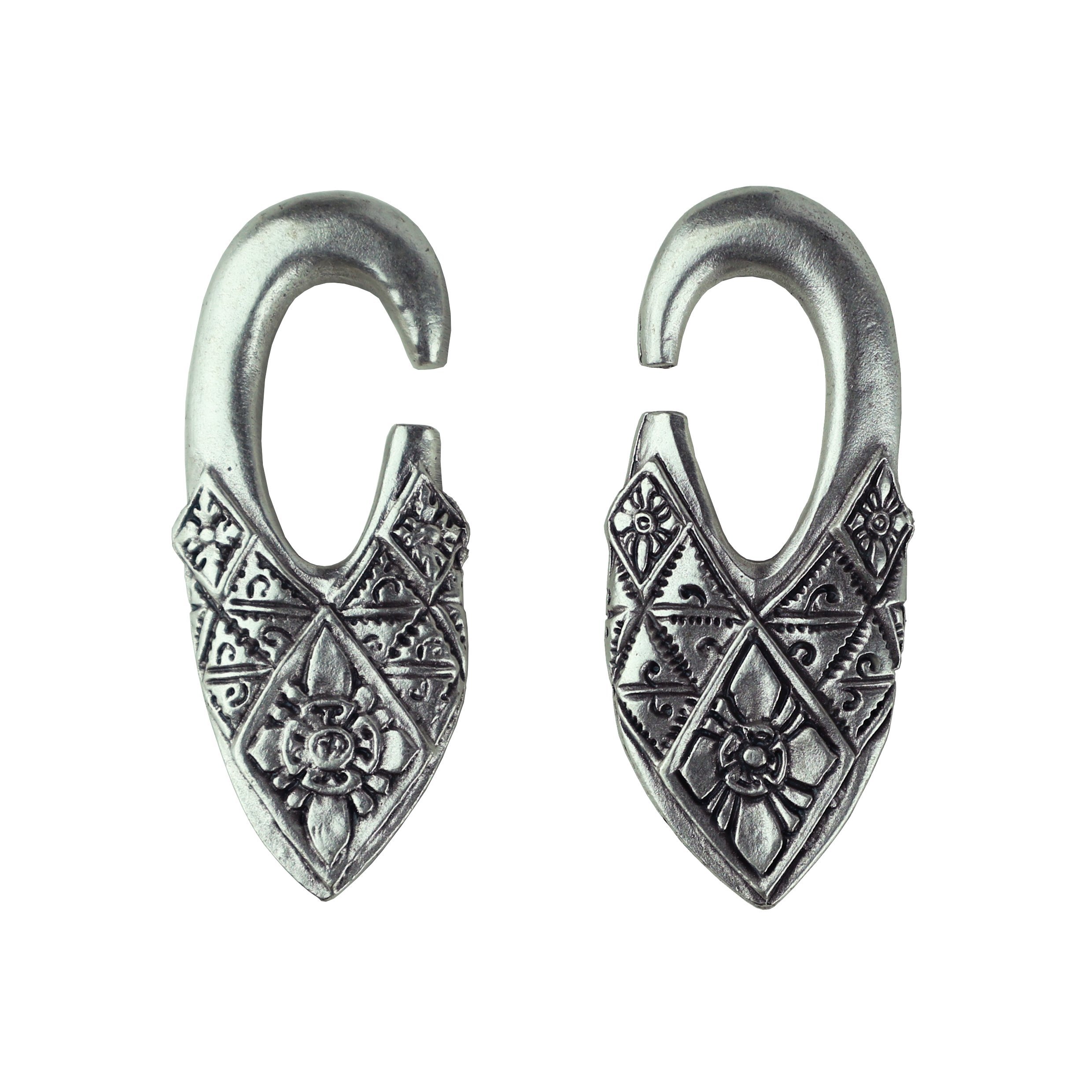 Silver plated Ear Weights for Stretched Lobes - Two Earring Plugs"BALI" - Craft Jewel - Unique original model handmade by Italian craftsman - h 2.36 in