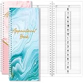 Gersoniel 2 Pcs Undated Appointment Book Schedule Day Planner Salon Book | 2026 11.2 x 4.5 Inch Marble Cover Spiral Design, Client Booking Ledger, Time Organizer, College Office Home Schedule Supplies