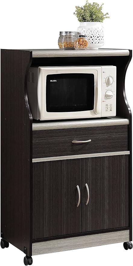 Amazon Com Hodedah Microwave Cart With One Drawer Two Doors And