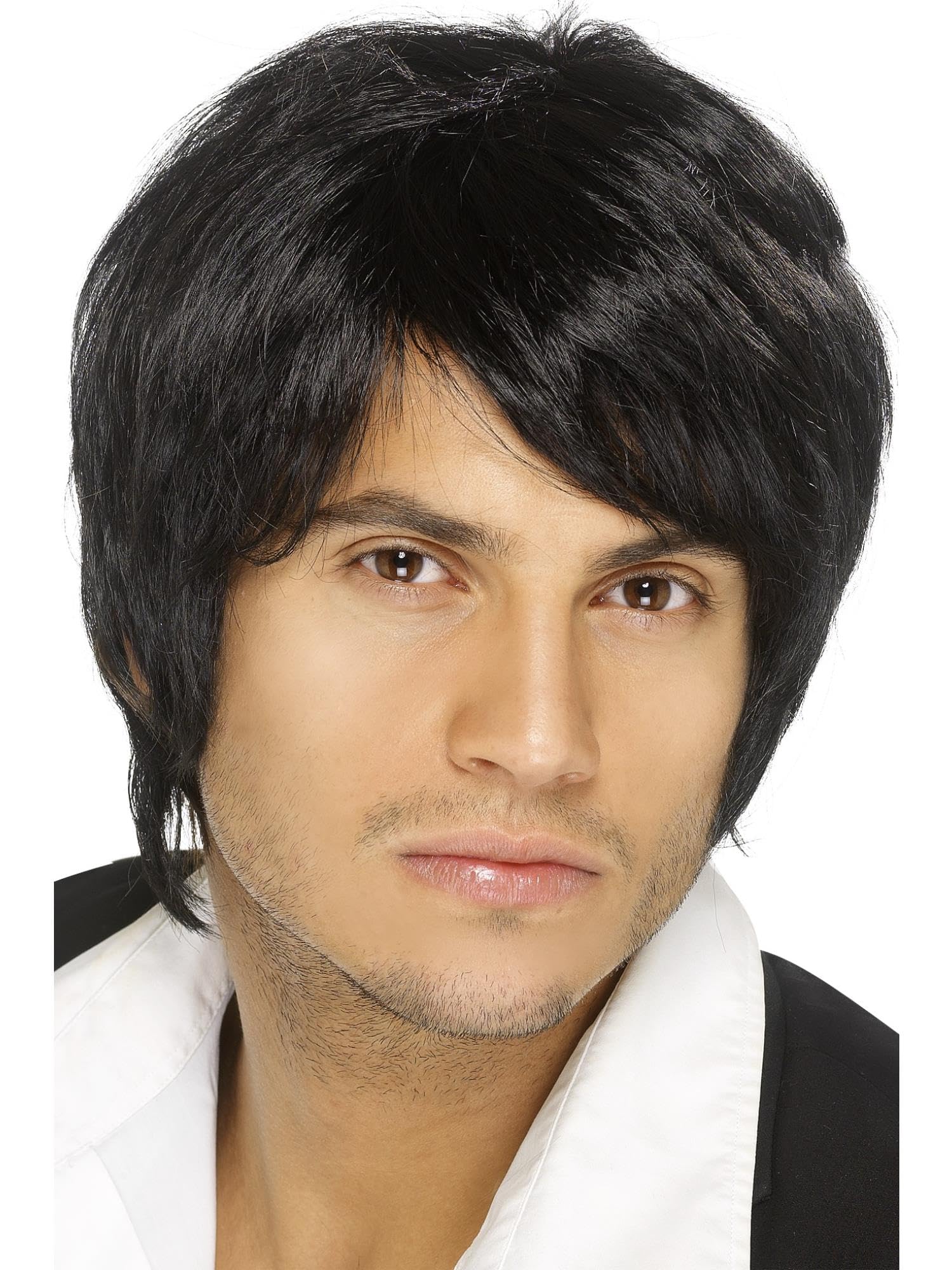 Smiffys Boy Band Wig, Black Short Style, Icons & Idols Fancy Dress, Adult Dress Up Wigs โ image 1