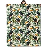 Toucan Pattern Throw Blanket for Boys Girls Kids Adults, Cozy Tropical Bird Theme Flannel Blankets Gifts for Camping, Bedroom, Couch, Room Home Decor, 50"x60"