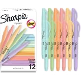 Sharpie Pocket Highlighters, Mild Pastel Colors, Assorted, Chisel Tip, 12 Count - School, Home, and Office Use, Teacher Supplies