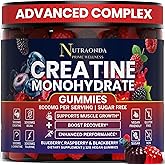 NUTRAONDA Pre-Workout Gummies – 120-Count Creatine Monohydrate Gummies for Men and Women – Pre-Workout Supplement with BCCA, L-Carnitine, Taurine for Muscle Growth, Energy, Performance – Berry Flavor