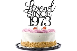 Migeaks legend since 1973 cake topper 51th birthday happy birthday cake topper men and women cheer 51 years old handmade black glitter cake decoration