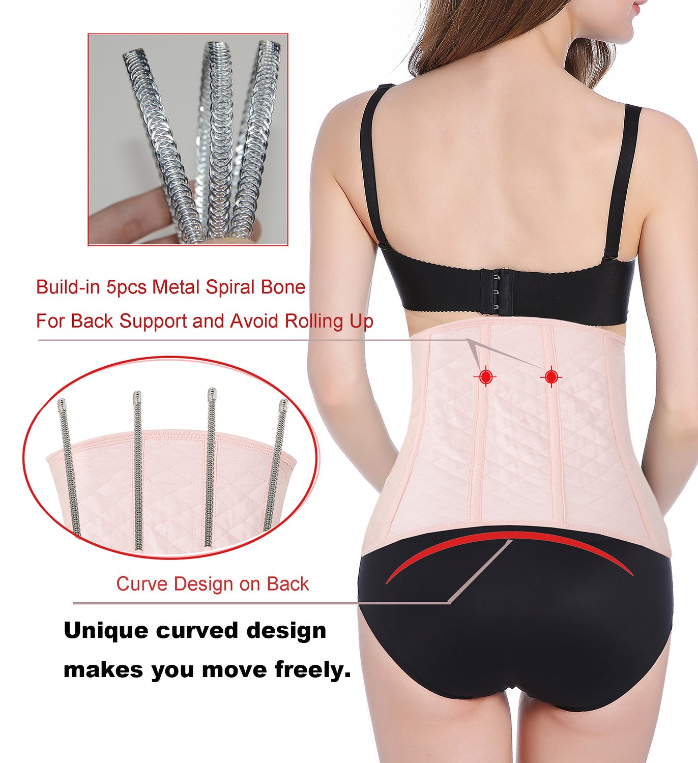 Chongerfei Women Postpartum Girdle Corset Recovery Belly Band Wrap Belt (Pink, Postpartum Waist 25\
