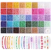 Funtopia 3mm Seed Beads, 39 Colors Glass Seed Beads for Jewelry Making, 9600pcs 5 Types Small Beads for Bracelets, Friendship Bracelet Beads for Girls Adults