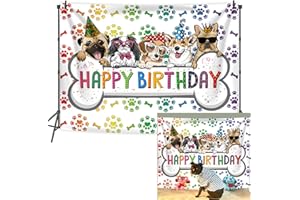 BAIFNEZ 7x5FT Puppy Dog Birthday Backdrop Pet Dogs Paw Print Bone Background Happy Birthday Party Decoration for Dog Girl Boy Kids