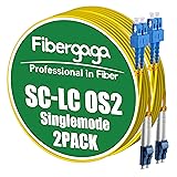 Fibergaga-2Pack OS2 LC to SC Fiber Patch Cable, SMF