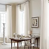 120 Inch Linen Curtains Pinch Pleated for Living Room Tall Windows Custom Made Pleat Drape with Hooks Rings Back Tab Privacy 