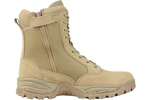 Maelstrom Men's Tactical Work Boots with Side Zipper – Lightweight Leather Military Style, Comfortable, Durable and Breathable for Outdoors