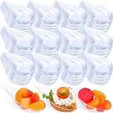 Gandeer Plastic Appetizer Spoons, 4 Inch Tasting Teardrop, Clear, 400 Pcs | Mini Appetizer Plates, Tear Drop Serving Dessert, Teardrop Asian Spoon for Party Dessert Dishes Catering
