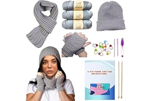 Knitting Kit for Beginners Adults, Crochet Kit for Beginners Kids Learn to Knit Complete Knit Kit with Instruction Booklet, W