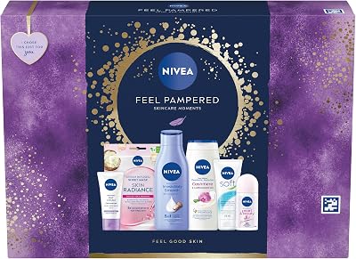 NIVEA Feel Pampered Gift Pack Skincare Set 6+ Items Brand New 250ml 50ml