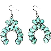 RUSTIC TURQUOISE CURVED TEARDROP DANGLE EARRINGS