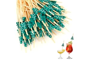 LEISLAM Christmas Tree Cocktail Picks, 100 PCS Christmas Toothpicks for Appetizers, Christmas Picks for Food, Xmas Tree Decorative Bamboo Food Sandwich Skewers Drinks Dessert for Christmas Party Decoration