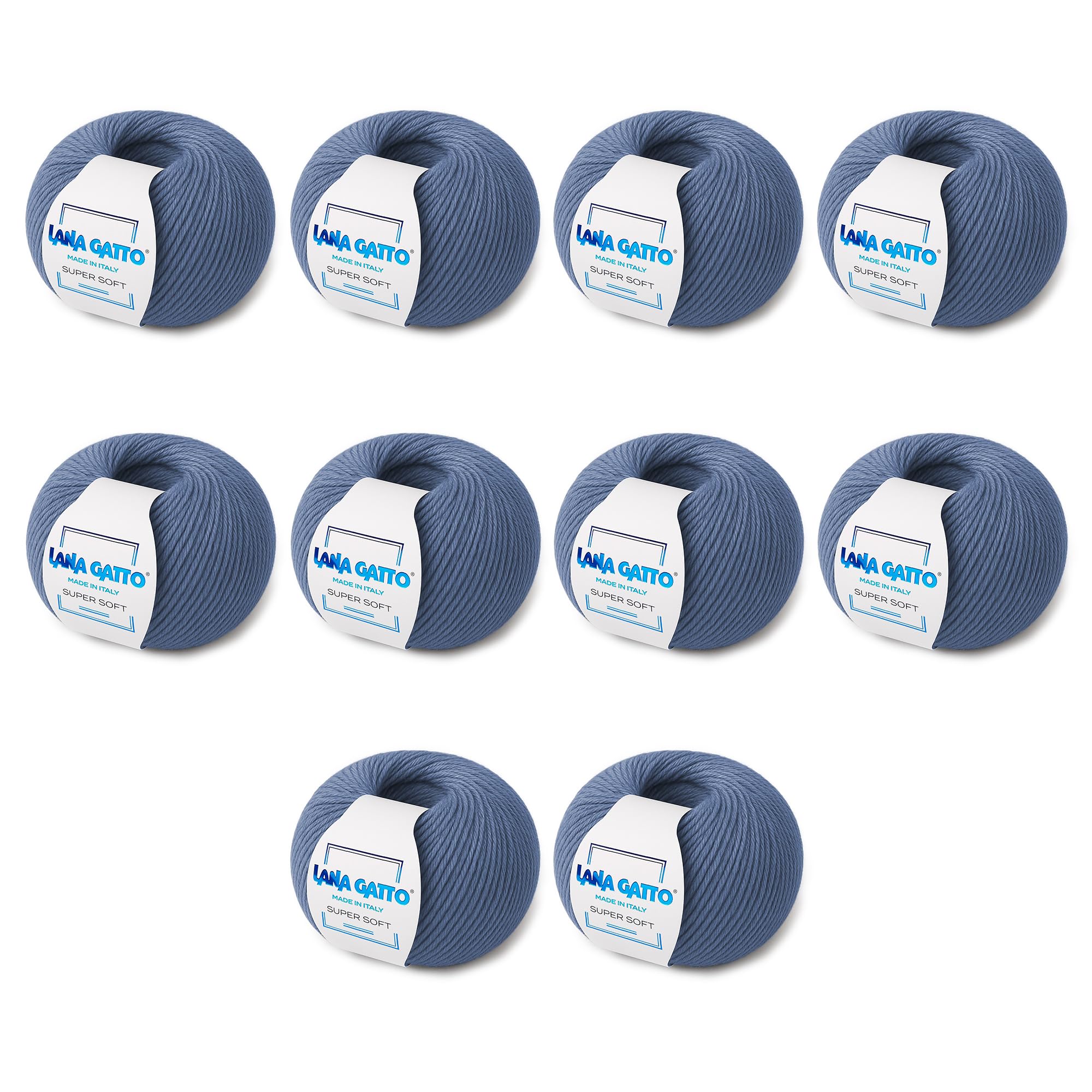 Super Soft Yarns for Crocheting and Knitting 100% Merino Wool Soft Yarn, Extrafine Wool Made in Italy by Lana Gatto Super Soft Line, 17 oz 1370 yd (10, Light Blue - 13158)