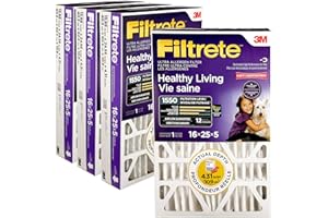Filtrete 16x25x5 Furnace Filter, MPR 1550, MERV 12, Healthy Living Ultra Allergen Healthy Living 12-Month Deep-Pleated 5-Inch