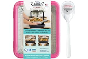 Fancy Panz Classic, Dress Up & Protect Your Foil Pan, Made in USA, Fits Half Size Foil Pans. Foil Pan & Serving Spoon Include