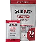 CoreTex Sun X 30+ SPF Broad Spectrum Sunscreen Packets with Resealable Travel Bag - Pack of 15 Paraben, Oxybenzone, Octinoxate, &amp; Oil Free Sunscreen - Water Resistant Up to 80 Minutes