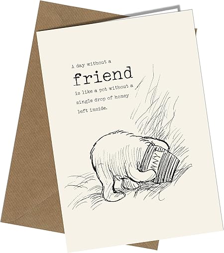 #1338 Winnie the Pooh Birthday Friendship Card A day without a friend