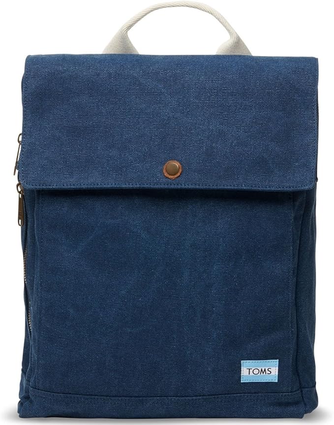 Toms 10010062 Unisex Navy Blue Washed Canvas Trekker Leather Trim