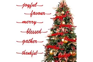 RADEZON 12 Pieces Christmas Word Cutout Wood Cutout Joyful Merry Thankful Blessed Gather Word Sign Christmas Plate Cutout Rustic Christmas Signs for Home Table Plate Decoration