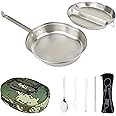 Mastiff Gears® 304 (18/8) Stainless Steel (FDA Compliant) USGI Type Mess Kit, Revived Plate Set, Army Mess Kit with Utensils 