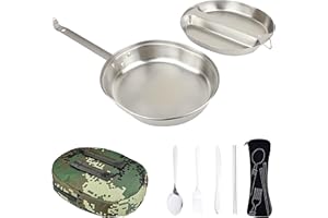 MASTIFF GEARS 304 (18/8) Stainless Steel (FDA Compliant) USGI Type Mess Kit, Revived Plate Set, Army Mess Kit with Utensils &