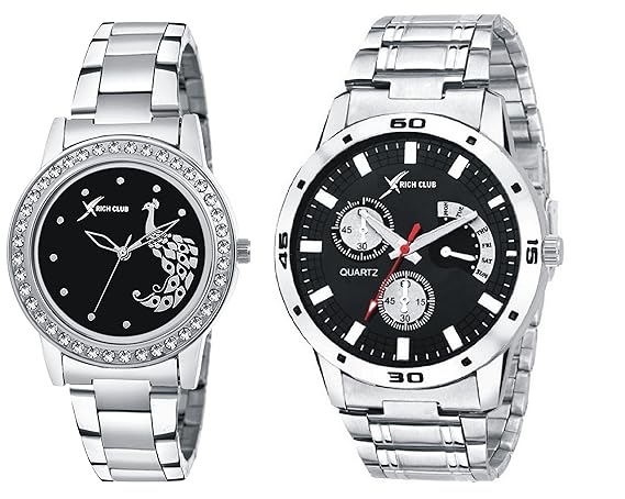 Analogue Black Dial Mens & Womens Couple Watch (D5Mor+27-Blk)