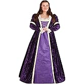 Plus Size Regal Maiden Costume for Women, Purple Royal Dress for Renaissance Dress-Up, Cosplay & Halloween
