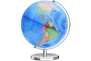 VAP World Globe for Children and Adults, 12 inch Educational Spinning Earth Map with Stand, Self-Assembled Interactive World Globes for Kids Learning, Classroom, Students Desk, Room and Office Decor