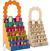 Colingmill 7 Tier Wooden Dia De Los Muertos Altar, Arch | Day of The Dead Ofrenda Altar Decorations with Photo Frame Shadow Box, Remembrance for Home Halloween Party Supplies
