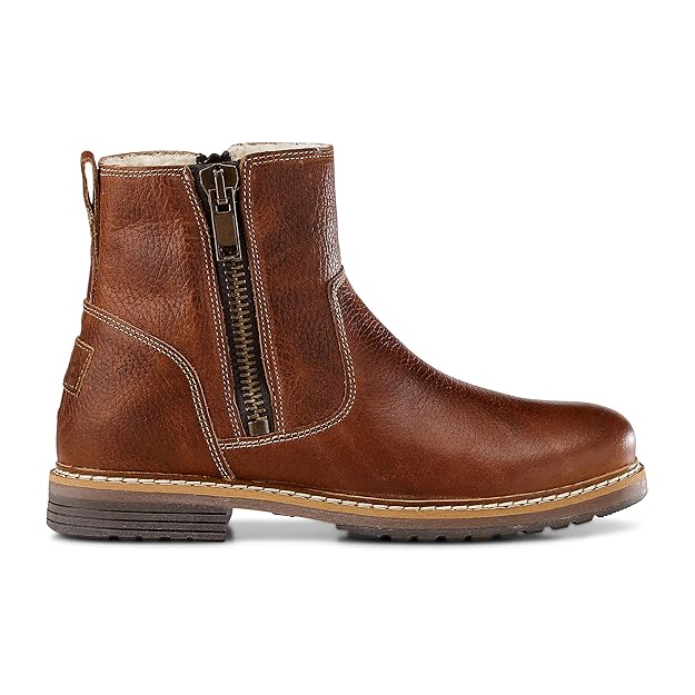 Cox Damen Damen Winter-Boots aus Leder, Stiefeletten in Braun mit warmen Teddyfell gefüttert