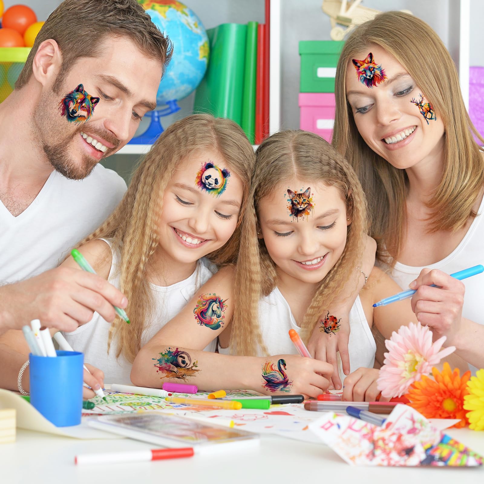 Hotoyannia 160 PCS 30 Sheets Watercolor Animals Temporary Tattoos for kids - Individually Cute Animals Temporary Tattoos Stickers for Girls Boy Body Arm Shoulder Birthday Party Supplies Gifts for Kids