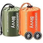 Esky Emergency Sleeping Bag, 2 Pack Portable Survival Thermal Bivy Sack, Waterproof Lightweight Survival Shelter Blanket Bags
