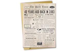 ZIWENHU Oversized 40th Birthday Card for Him Her, Happy 40 Years Old Birthday Greeting Card with Envelope, Classy 40th Birthday Gifts for Women or Men, Unique 40 Bday Gift for Husband, Back In 1983…