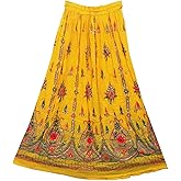 Radhykrishnafashions Women's Tie Dye Yoga Trend Sequined Crinkle Broomstick Gypsy Long Skirt