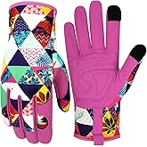MERTURN Leather Gardening Gloves for Women Garden Gloves Thorn Proof Touch Screen Design Heavy Duty Working Yard Gloves