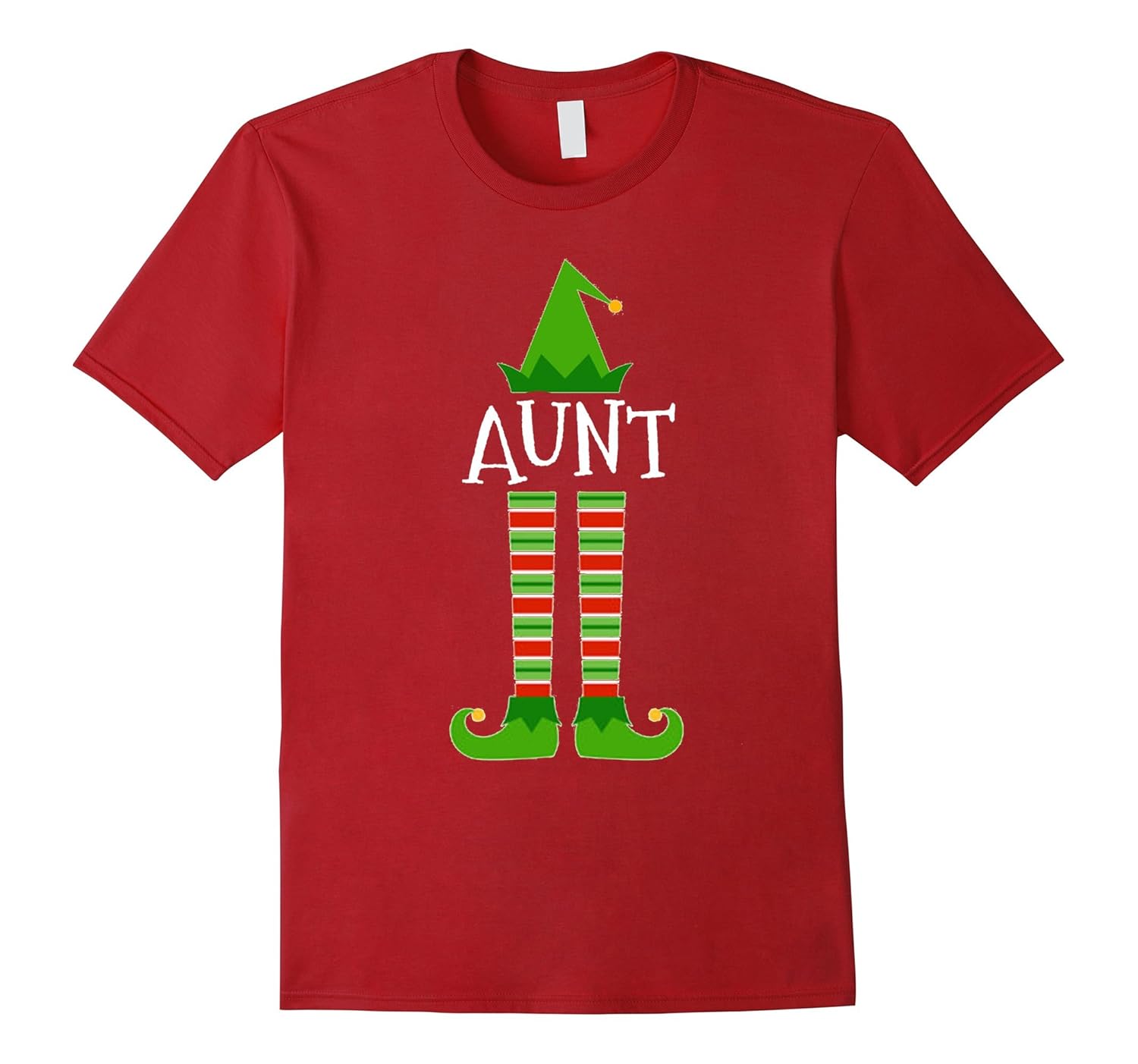 Aunt Elf Matching Family Group Christmas T Shirt-Rose